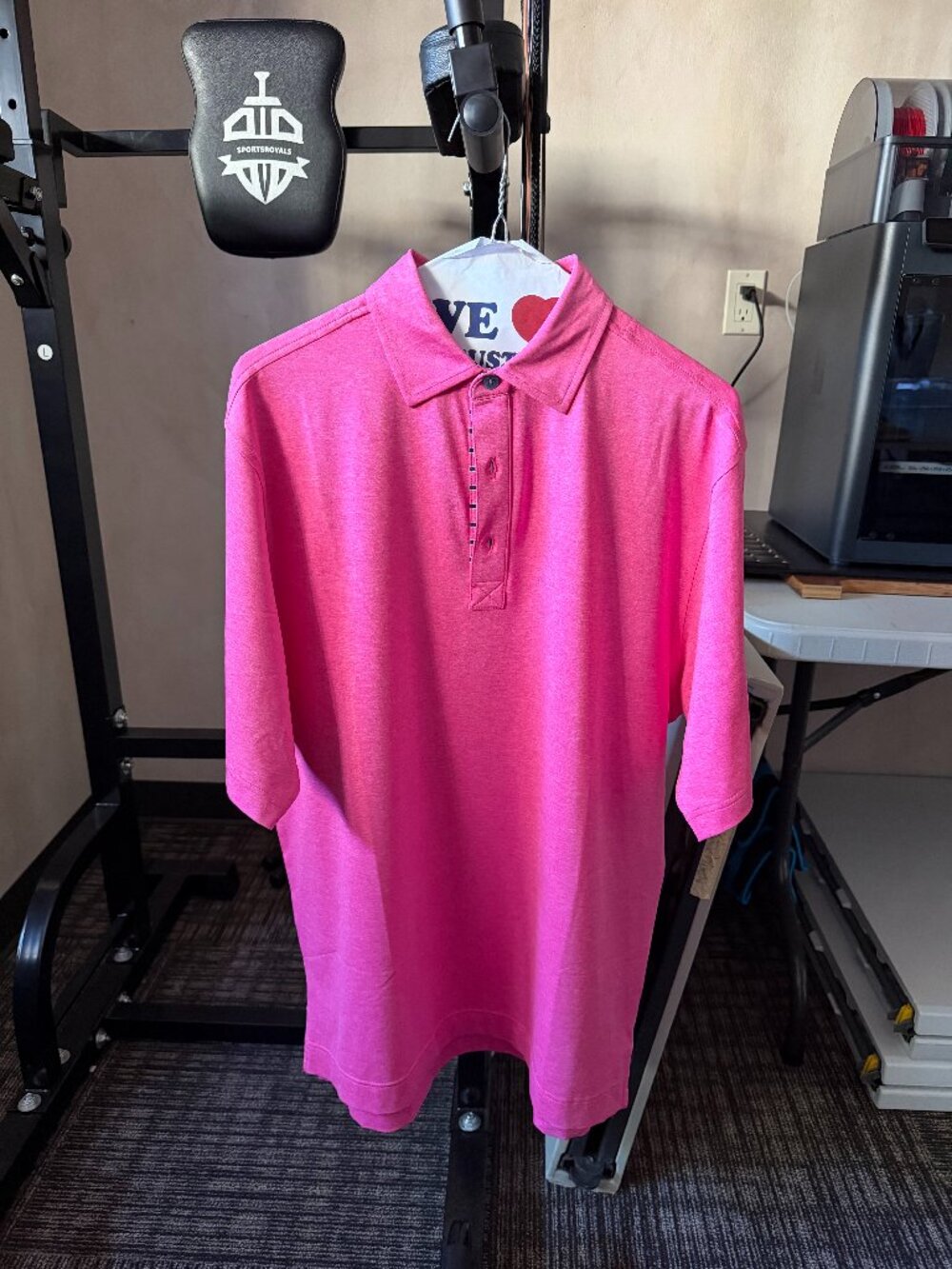 FootJoy Men’s Pink Heather Crosswater Stretch Golf Polo Medium